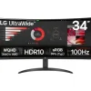 LG ULTRAWIDE MONITOR 34 CURVO LED VA WQHD 100HZ HDR10 FREESYNC - RESPUESTA 5MS - ANGULO DE VISION 178º - 21:9 - HDMI, DISPLAYPORT - VESA 100X100MM