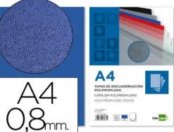 LIDEPAPEL 50 TAPAS ENCUADERNAR CONTRA PORTADA AZUL 8MM POLIPORPILENO A4 AZUL CS22531