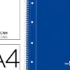 LIDERPAPEL BLOC ESPIRAL LIDERPAPEL MICROPERFORADO DIN A4 80 H 80 GRAMOS LISO CON 4TALADROS TAPA AZUL CS29112