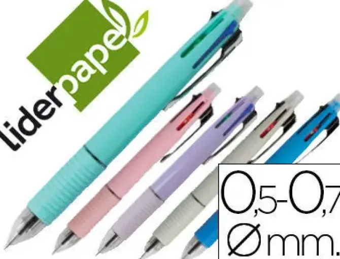 LIDERPAPEL BOLIGRAFO 5 EN 1 NEGRO/VERDE/AZUL/ROJO/PORTAMINAS 0.5 MM CS72697