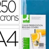 LIDERPAPEL CAJA DE 100 CUBIERTAS PVC CRISTAL TRANSPARENTE DE 250 MICRAS A4 REFERENCIA 29155