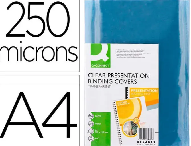 LIDERPAPEL CAJA DE 100 CUBIERTAS PVC CRISTAL TRANSPARENTE DE 250 MICRAS A4 REFERENCIA 29155