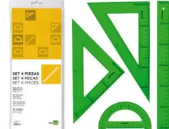 LIDERPAPEL JUEGO DE REGLAS 4 PIEZAS COLOR VERDE CS47479
