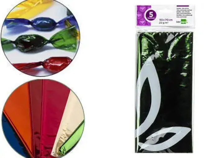 LIDERPAPEL PAPEL CELOFAN 5 HOJAS 050CMX070CM VERDE CS75025