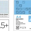 LIDERPAPEL RECAMBIO 4º CUARTO 4 Y 6 TALADROS 100 HOJAS CUADRICULA DE 3MM CON MARGEN RC05