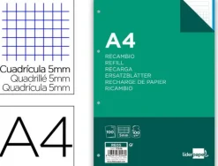 LIDERPAPEL RECAMBIO FOLIO 100H 4 TALADROS MULTICOLOR 100GR 5 COLORES 72246 RE05