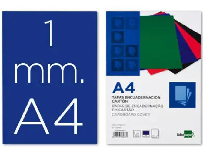 LIDERPAPEL TAPAS ENCUADERNACION CARTON 1MM AZUL PAQUE DE 50U. CS64091