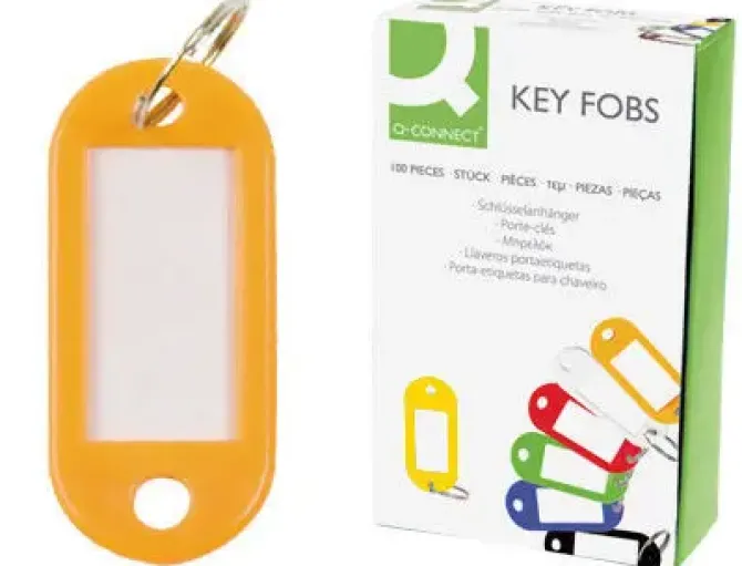 LLAVERO PORTAETIQUETAS Q-CONNECT EXPOSITOR DE 100 UNIDADES AMARILLO