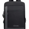 L-LINK MOCHILA PARA PORTATIL 15.6 - BOLSILLO EXTERIOR - PUERTO USB EXTERIOR PARA CARGA - INTERIOR COMPARTIMENTADO - COBERTURA EXTERIOR REPELENTE A AGUA - COLOR NEGRO/GRIS