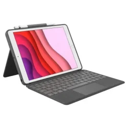 LOGITECH COMBO TOUCH FUNDA CON TECLADO RETROILUMINADO INALAMBRICO PARA IPAD 7ª Y 8ª GENERACION 10.2 - TRACKPAD - ESCRITURA, VISUALIZACION, DIBUJO Y LECTURA - COLOR GRIS