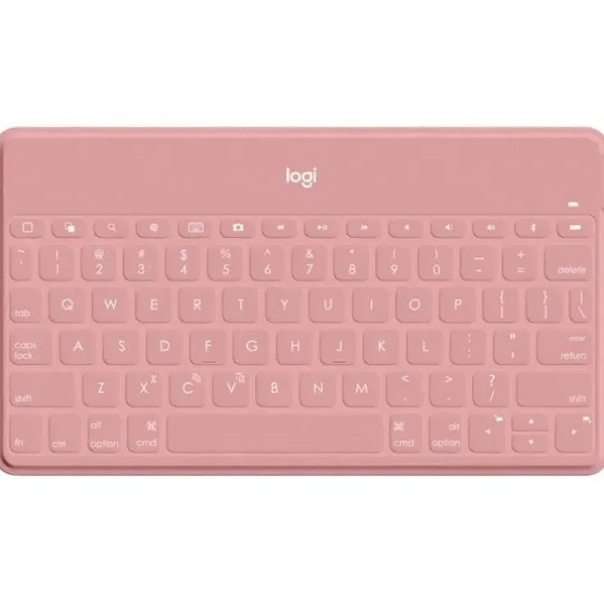 LOGITECH KEYS TO GO TECLADO BLUETOOTH PARA IPHONE, IPAD Y APPLE TV - TECLAS DE ACESSO DIRECTO - BASE PARA SMARTPHONE - ULTRALIGERO - PROTECCION ANTIDERRAMES - COLOR ROSA