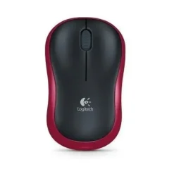 LOGITECH M185 RATON INALAMBRICO 1000DPI - 3 BOTONES - USO AMBIDIESTRO - COLOR NEGRO/ROJO