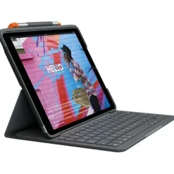 LOGITECH SLIM FOLIO FUNDA CON TECLADO BLUETOOTH PARA IPAD 7ª Y 8ª GENERACION 10.2 - ESCRITURA, DIBUJO Y LECTURA - COLOR GRIS