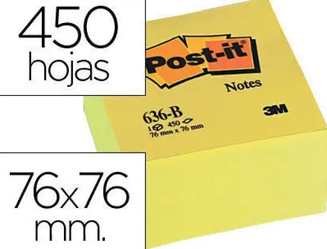 3M MMM NOTA ADH.POST-IT 76X76 450H AMARILLO 636-B MAK029741