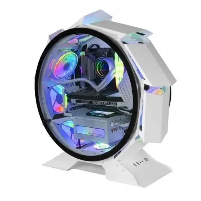 MARS GAMING MCORB CAJA PC - REFRIGERACION EXTREMA - DOBLE VENTANA CRISTAL TEMPLADO - INTERIOR XL - COMPATIBLE CON CPU COOLERS GRANDES Y LIQUIDA 120 MM - COLOR BLANCO