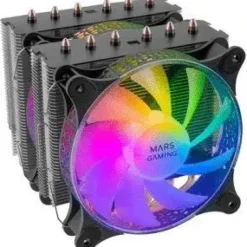 MARS GAMING MCPU-XT DISIPADOR - RENDIMIENTO EXTREMO 300W TDP - DOBLE TORRE - 6 HEATPIPES HCT - ARGB COMPATIBLE - MULTISOCKET UNIVERSAL - INSTALACION FACIL - COLOR NEGRO