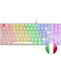 MARS GAMING MK80 TECLADO GAMING MECANICO - TKL COMPACTO - ILUMINACION RGB - TECLAS IMBORRABLES - SWITCHES ANTIPOLVO - MULTIPLATAFORMA - ANTI-GHOSTING AVANZADO - ITALIANO - COLOR BLANCO