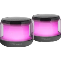 MARS GAMING MS-AURA ALTAVOCES BLUETOOTH RGB - SONIDO ENVOLVENTE 15W - DSP PERSONALIZADO - ILUMINACION RGB 360º - BLUETOOTH 5.3 - CONEXION JACK - CONTROL INTUITIVO - COLOR NEGRO