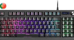 MARS GAMING TECLADO MKREVO TKL CON PAD NUMERICO - TECNOLOGIA H-MECH - ILUMINACION RGB 12 MODOS - RUEDA DE CONTROL DUAL - COMPATIBILIDAD MULTIPLATAFORMA - PORTUGUES - COLOR NEGRO