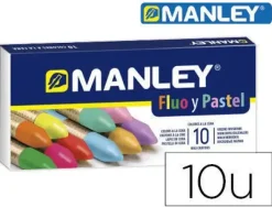 MASATS MANLEY PACK 10 CERAS MANLEY COLORES ESPECIALES (FLUO+PASTEL) - CERAS BLANDAS DE TRAZO SUAVE - GRAN VARIEDAD DE TECNICAS Y APLICACIONES - COLORIDO ESPECIAL (FLUO+PASTEL) - COLORES SURTIDOS