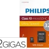 MEMORIA SDHC MICRO PHILIPS 32GB CLASS 10 CON ADAPTADOR