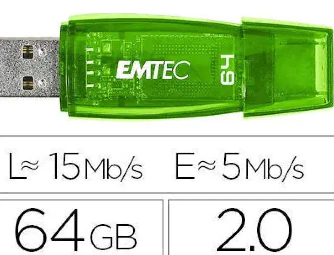 MEMORIA USB EMTEC FLASH C410 64 GB 2.0 VERDE