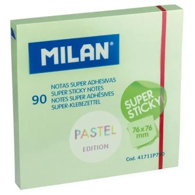 MILAN 90 NOTAS 76X76MM AUTOADHESIVAS PASTEL VERDE MENTA SUPER STICKY 41711P790