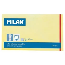 MILAN BLOC DE 100 NOTAS ADHESIVAS - REMOVIBLES - 76MM X 127MM - COLOR AMARILLO CLARO