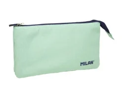 MILAN BOLSO ESCOLAR PORTATODO MILAN 1918 COLLECTION 3 CREMALLERAS Y 5 COMPARTIMENTOS VERDE 215X35X125 MM