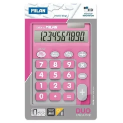 MILAN CALCULADORA 10 DIGITOS DUO - CALCULADORA DE SOBREMESA - TECLAS GRANDES - TECLA RECTIFICACION ENTRADA DE DATOS - COLOR ROSA