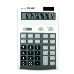 MILAN CALCULADORAS DE 12 DIGITOS - 3 TECLAS DE MEMORIA - CALCULO DE MARGENES - RAIZ CUADRADA - APAGADO AUTOMATICO - COLOR BLANCO Y GRIS