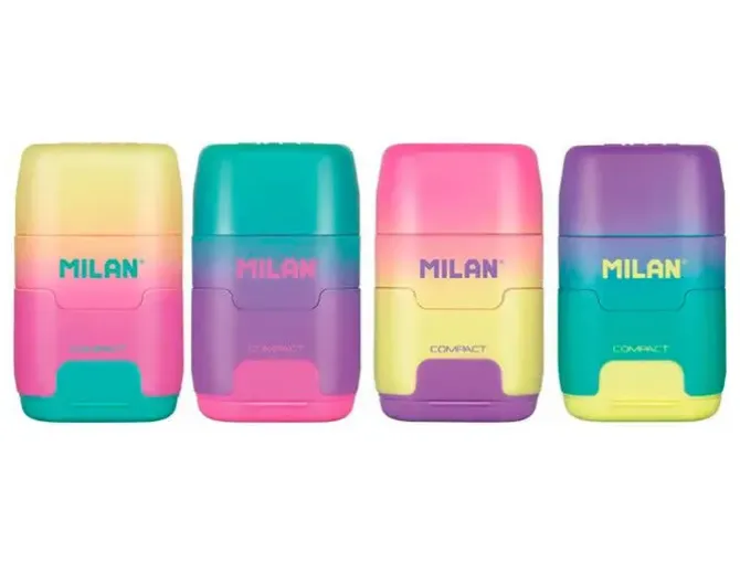 MILAN COMPACT SUNSET USO ESTANDAR Y MAXI - CUCHILLA DE ACERO - GOMA DE BORRAR - CUCHILLA DE SEGURIDAD - COLORES SURTIDO