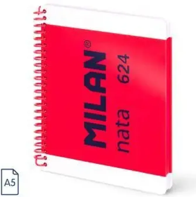 MILAN CUADERNO A5 ESPIRAL TAPA DURA CUADRICULADO 80H NAT