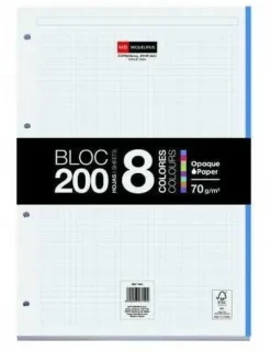 MIQUEL RIUS BLOC8 BLOC ENCOLADO FORMATO A4 - 200 HOJAS DE 70GR CON 4 TALADROS - BASE DE CARTON - CUADRICULA 5X5
