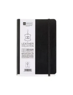 MIQUEL RIUS LEATHER 1839 CUADERNO FLEXIBLE 8º 300 HOJAS CON INDICE - CUBIERTAS DE PIEL RECICLADA - CUADRICULA 5X5MM - CIERRE CON GOMA ELASTICA - COLOR NEGRO