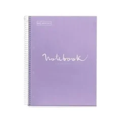 MIQUEL RIUS NOTEBOOK A-4 120 HOJAS MORADO PASTEL DOTS RAYADO LETTERING PUNTOS