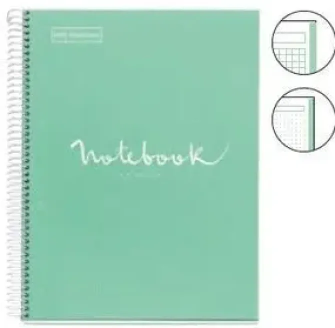MIQUEL RIUS NOTEBOOK A-5 120 HOJAS MORADO MENTA VERDE PASTEL DOTS RAYADO LETTERING PUNTOS 46556
