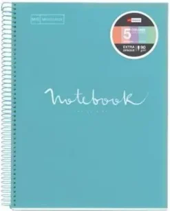 MIQUEL RIUS NOTEBOOK A-4 TAPA PLASTICO CUADRO 5X5MM 120H 90GR EMOTION AZUL CIELO MR46070