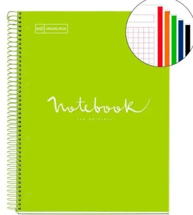 MIQUEL RIUS NOTEBOOK A-4 TAPA EXTRA DURA CUADRO 5X5MM 120H 90GR EMOTION LIMA 46078