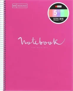MIQUEL RIUS NOTEBOOK A-5 TAPA PLASTICO 120H 90GR EMOTION ROSA MR46105