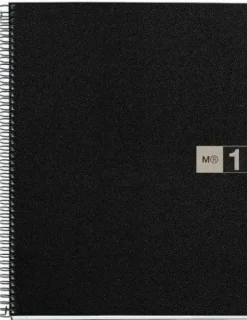 MIQUEL RIUS NOTEBOOK1 CUADERNO DE ESPIRAL FORMATO A4 - 80 HOJAS MICROPERFORADAS CON 4 TALADROS - CUADRICULA 5X5 - BANDA DE LAS HOJAS GRIS - CUBIERTAS DE POLIPROPILENO - COLOR NEGRO