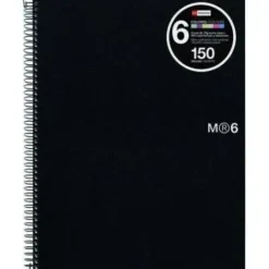 MIQUEL RIUS NOTEBOOK6 CUADERNO DE ESPIRAL FORMATO A5 - 150 HOJAS DE 70GR MICROPERFORADAS CON 2 TALADROS - CUBIERTAS DE POLIPROPILENO - CUADRICULA 5X5 - COLOR NEGRO