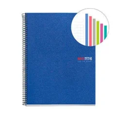 MIQUEL RIUS NOTEBOOK6 CUADERNO DE ESPIRAL FORMATO A4 - 150 HOJAS DE 70GR MICROPERFORADAS CON 2 TALADROS - CUBIERTAS DE POLIPROPILENO - CUADRICULA 5X5 - COLOR AZUL