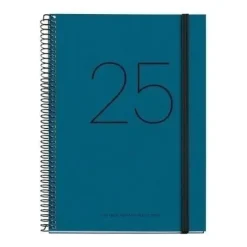 MIQUELRIUS AGENDA ANUAL (2025) MIQUELRIUS RECYCLED ESPIRAL TAPA DURA CON GOMA PLUS 155X213 D/P AZUL