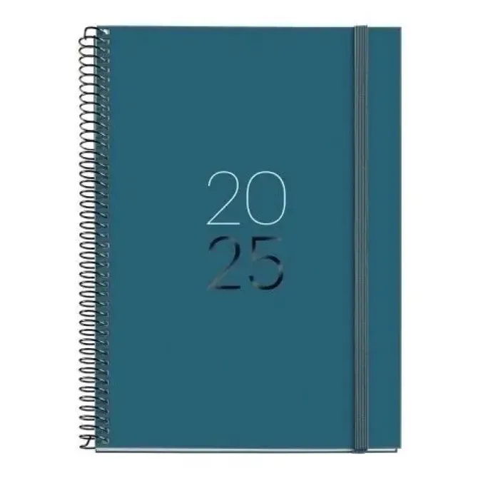 MIQUELRIUS AGENDA ANUAL (2025) MIQUELRIUS BASIC CALM ESPIRAL TAPA EXTRA CON GOMA PLUS 155X213 S/V OCEAN