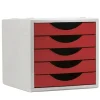 MODULO ARCHIVOTEC 5 CAJONES GRIS/ROJO