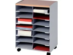 MODULO FAST-PAPERFLOW CON 14 CASILLAS Y RUEDAS PIVOTANTES COLOR GRIS 720X514X330 MM