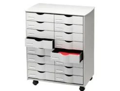 MUEBLE AUXILIAR FAST-PAPERFLOW PARA OFICINA NEGRO 16 CAJONES EN 2 COLUMNAS GRIS5X382 71,5X58X34,3 CM