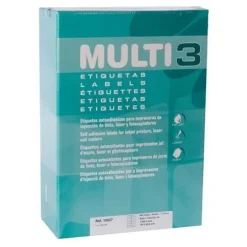 MULTI3 CAJA 500 HOJAS ETIQUETAS BLANCAS CANTOS RECTOS I/L/C 66,6X33,80 MM 24 ETIQUETA POR HOJA AP10514