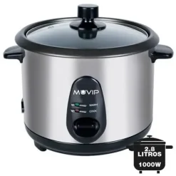 MUVIP ARROCERA - CAPACIDAD 2.8 LITROS - POTENCIA 1000W - CUERPO DE ACERO INOXIDABLE - RECIPIENTE ANTIADHERENTE - TAPA DE CRISTAL - ACCESORIOS INCLUIDOS - COLOR GRIS